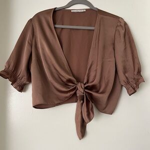 Abercrombie & Fitch Chocolate Tie-Front Blouse